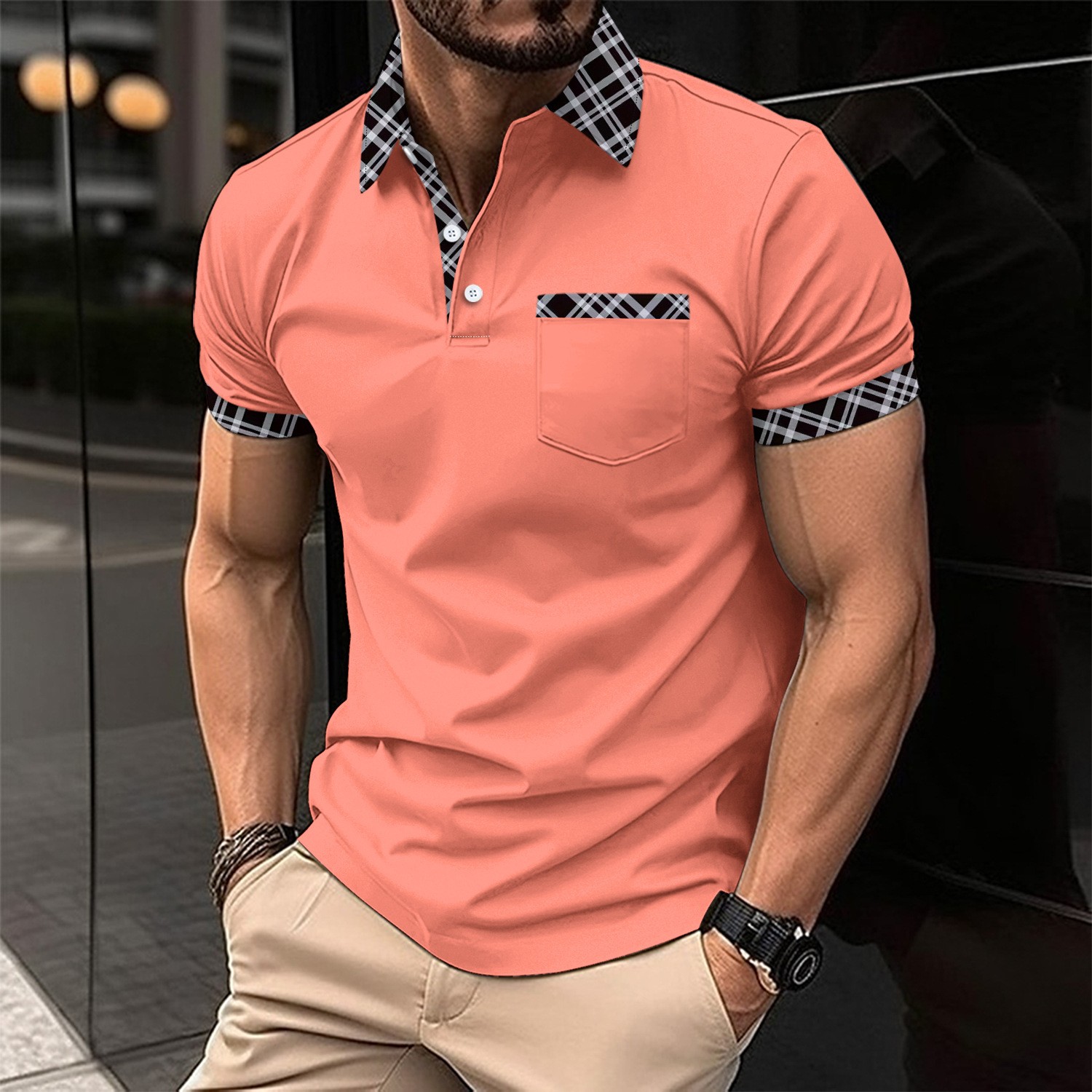 Men Formal Wear Combination - Camisa POLO informal y cómoda para