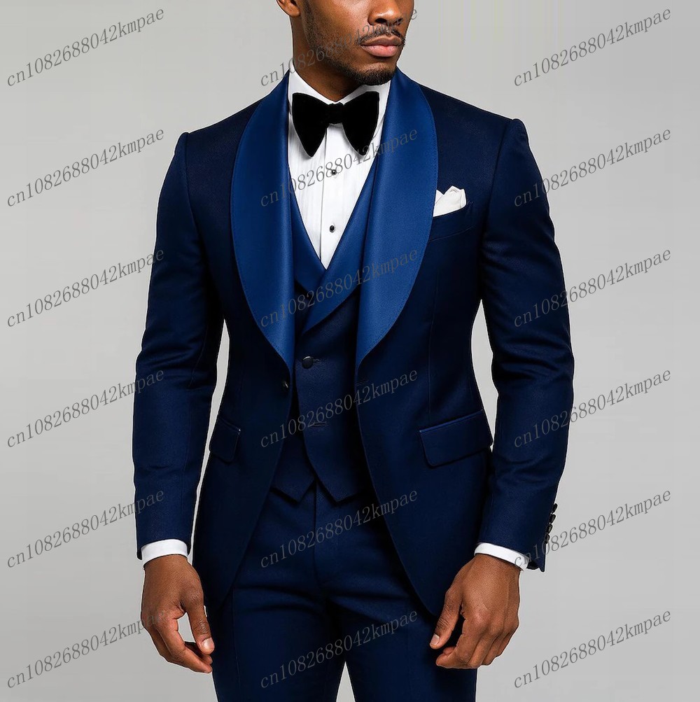 Men Formal Wear Wedding - Nuevo traje Formal azul marino para