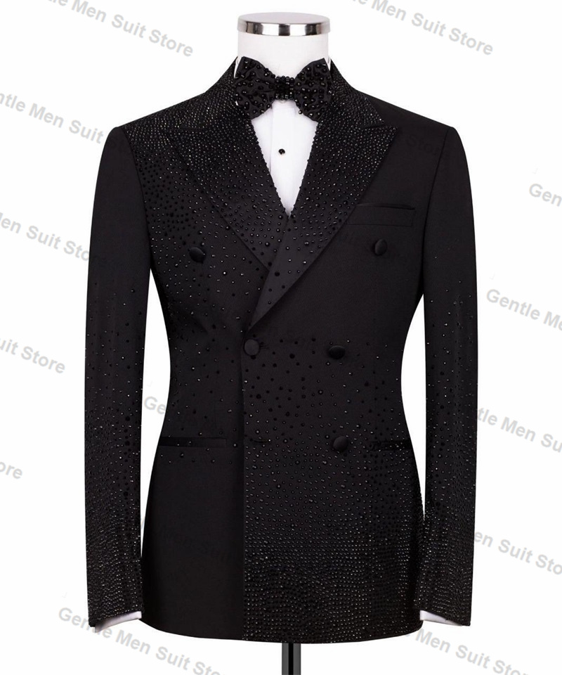 Formal Wear For Men Black Suit - Trajes negros de lujo con cristales