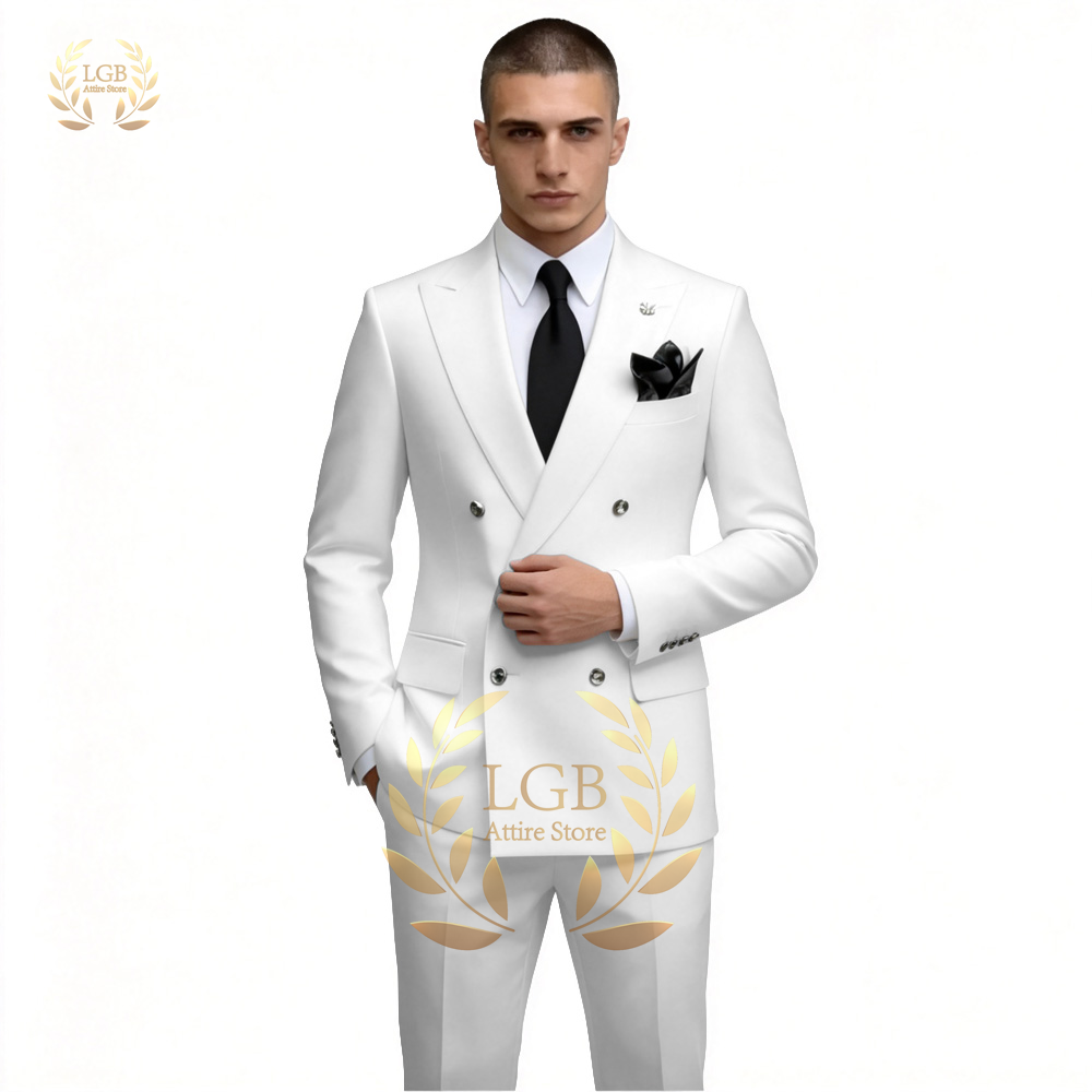 Men'S Formal Dinner Wear - Traje de hombre blanco de doble