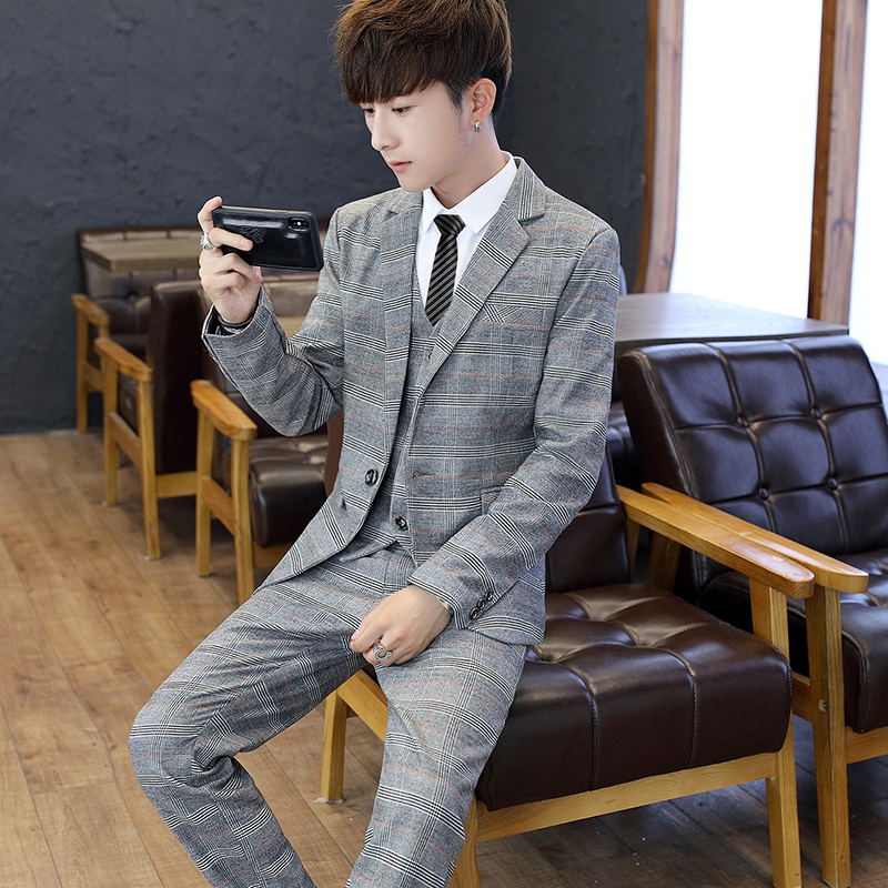 Korean Men Formal Wear - Conjunto de Traje Slim Fit de