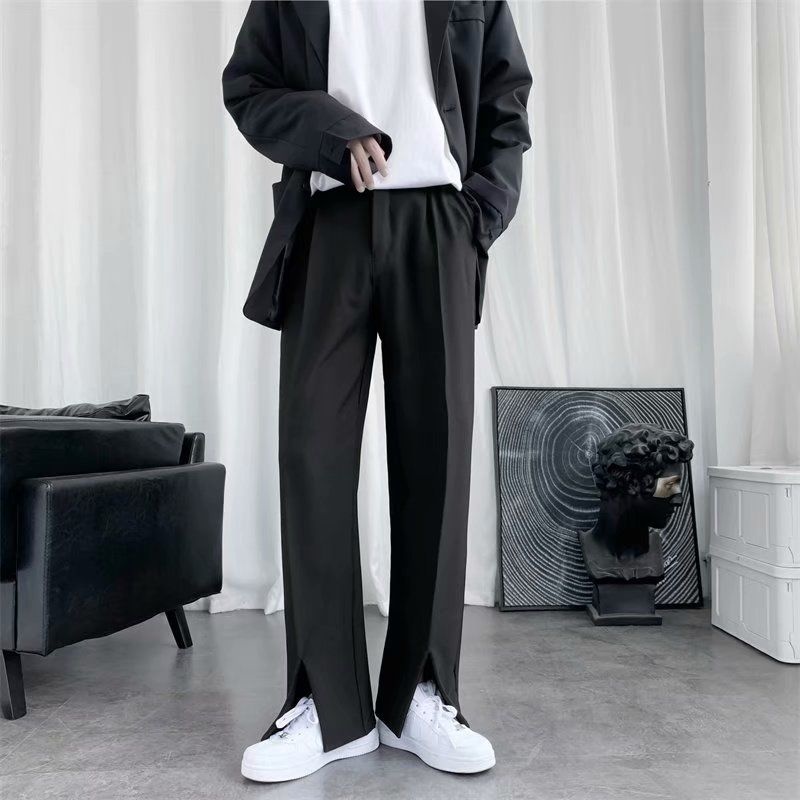Korean Men Formal Wear - Pantalones de traje negros para hombres,