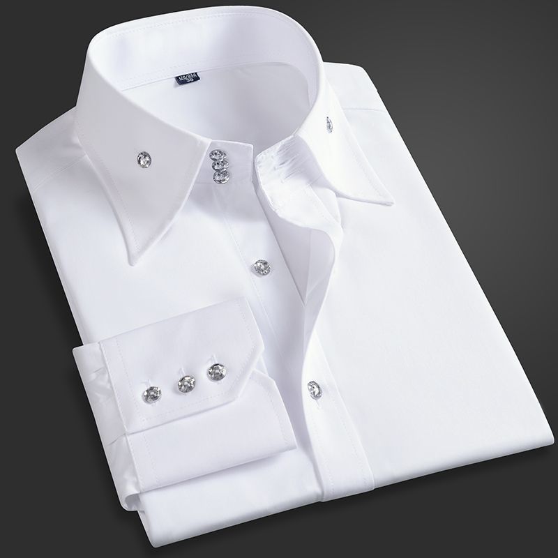 Korean Men Formal Wear - Camisa ejecutiva para hombre de primavera