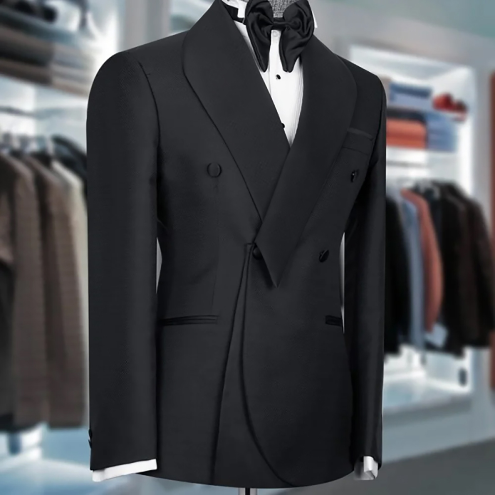Men Formal Wear Wedding - Trajes negros para hombre, chal con