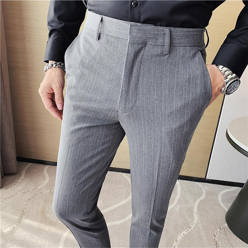 Pantalones de traje a rayas pa - Korean Men Formal Wear reseña y precio
