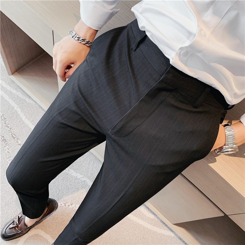Pantalones de traje a rayas pa - Korean Men Formal Wear reseña y precio