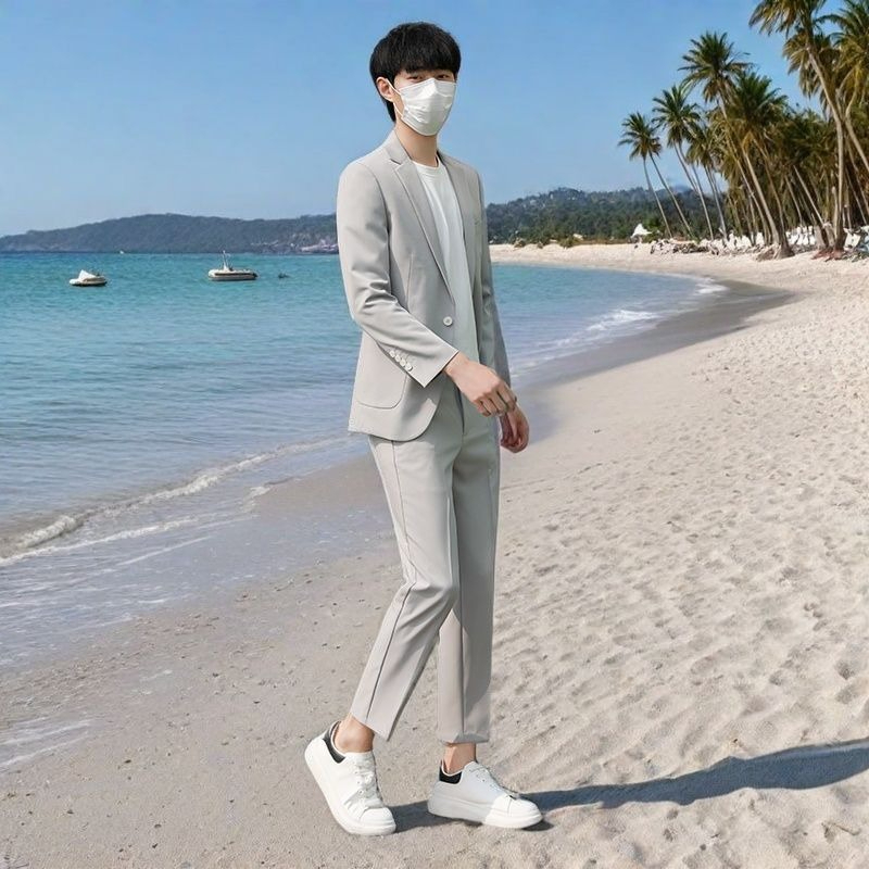 Conjunto de traje ligero de ve - Korean Men Formal Wear reseña y precio