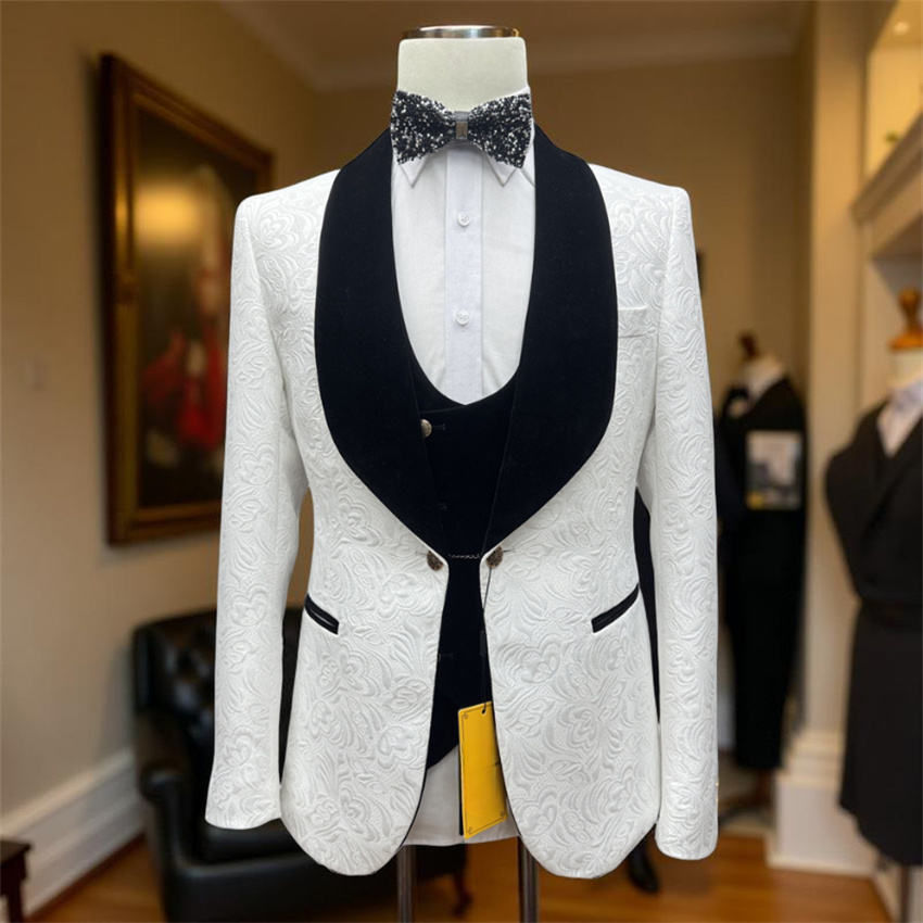 Esmoquin de novio Floral para  - Formal Wear For Men Black Suit reseña y precio