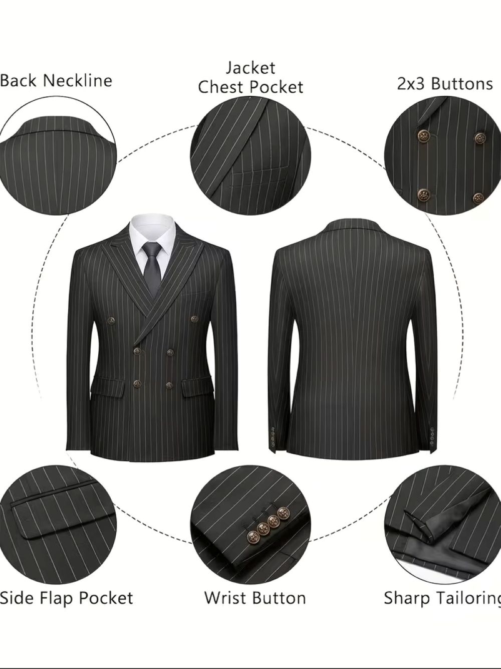   Blazer negro de doble botona - Formal Wear For Men Black Suit reseña y precio