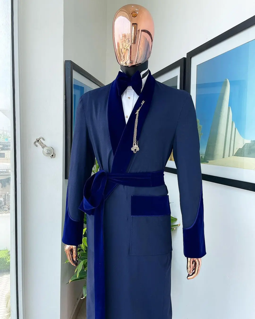 Traje azul real hecho a medida - Men Formal Wear Wedding reseña y precio