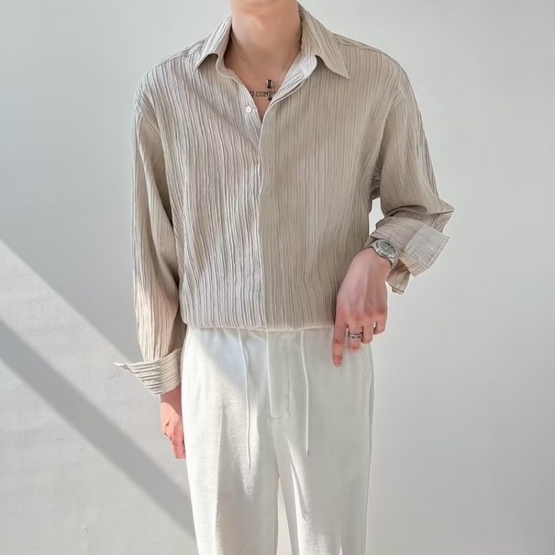 Camisa de manga larga para hom - Korean Men Formal Wear reseña y precio
